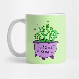 Halloween Purple Witches Brew Cauldron Doodle with Green Potion Cartoon, made by EndlessEmporium Mug